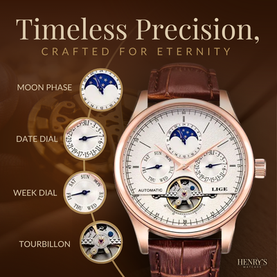 Jasper | Automatisch Mechanisch Horloge met Tourbillon en Leren Band 4