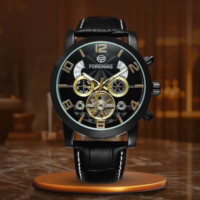 Jasper | Automatisch Mechanisch Horloge met Tourbillon en Zwart-Gouden Kleurenschema 1