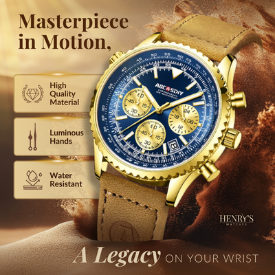 Jasper | Chronograafhorloge met leren band en kwartsuurwerk 2