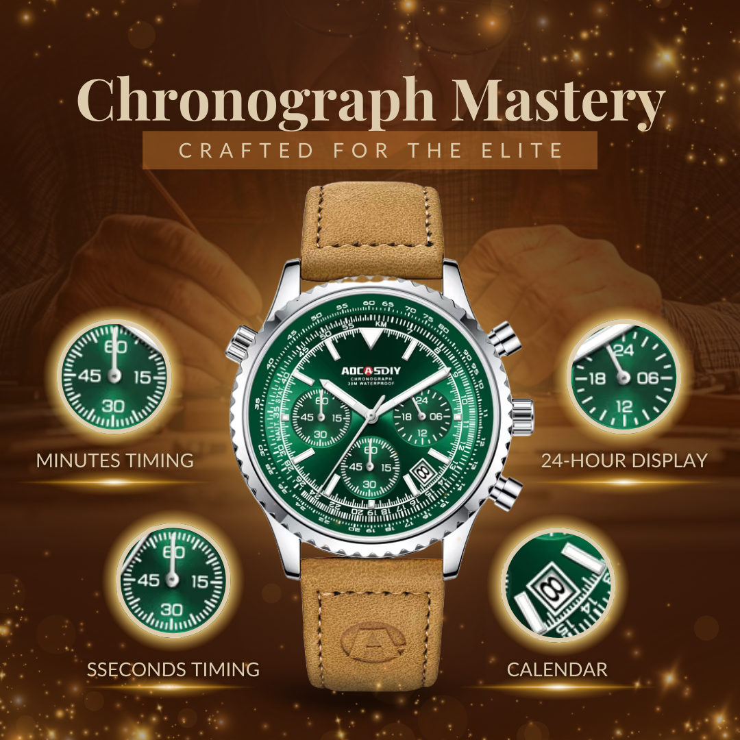 Jasper | Chronograafhorloge met leren band en kwartsuurwerk 6
