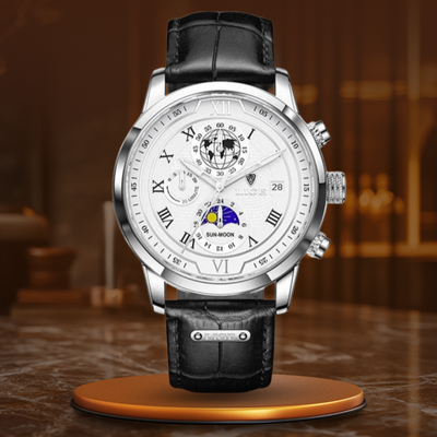 Jasper | Chronograafhorloge met leren band en roestvrijstalen kast 11