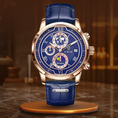 Jasper | Chronograafhorloge met leren band en roestvrijstalen kast 9