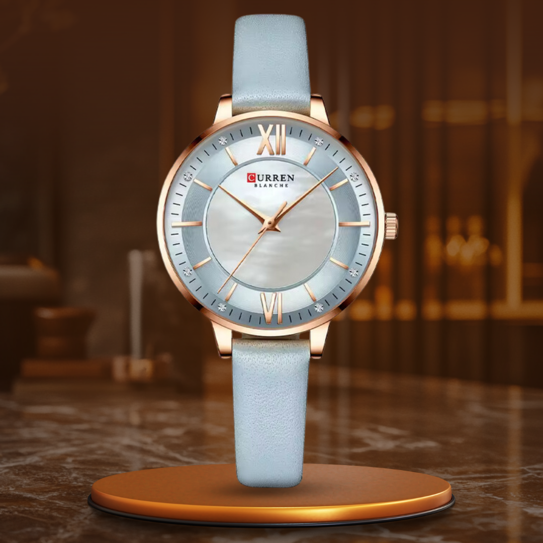 Jasper | Dameshorloge Goud met Leren Band en Quartz Uurwerk 0