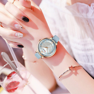 Jasper | Dameshorloge Goud met Leren Band en Quartz Uurwerk 4