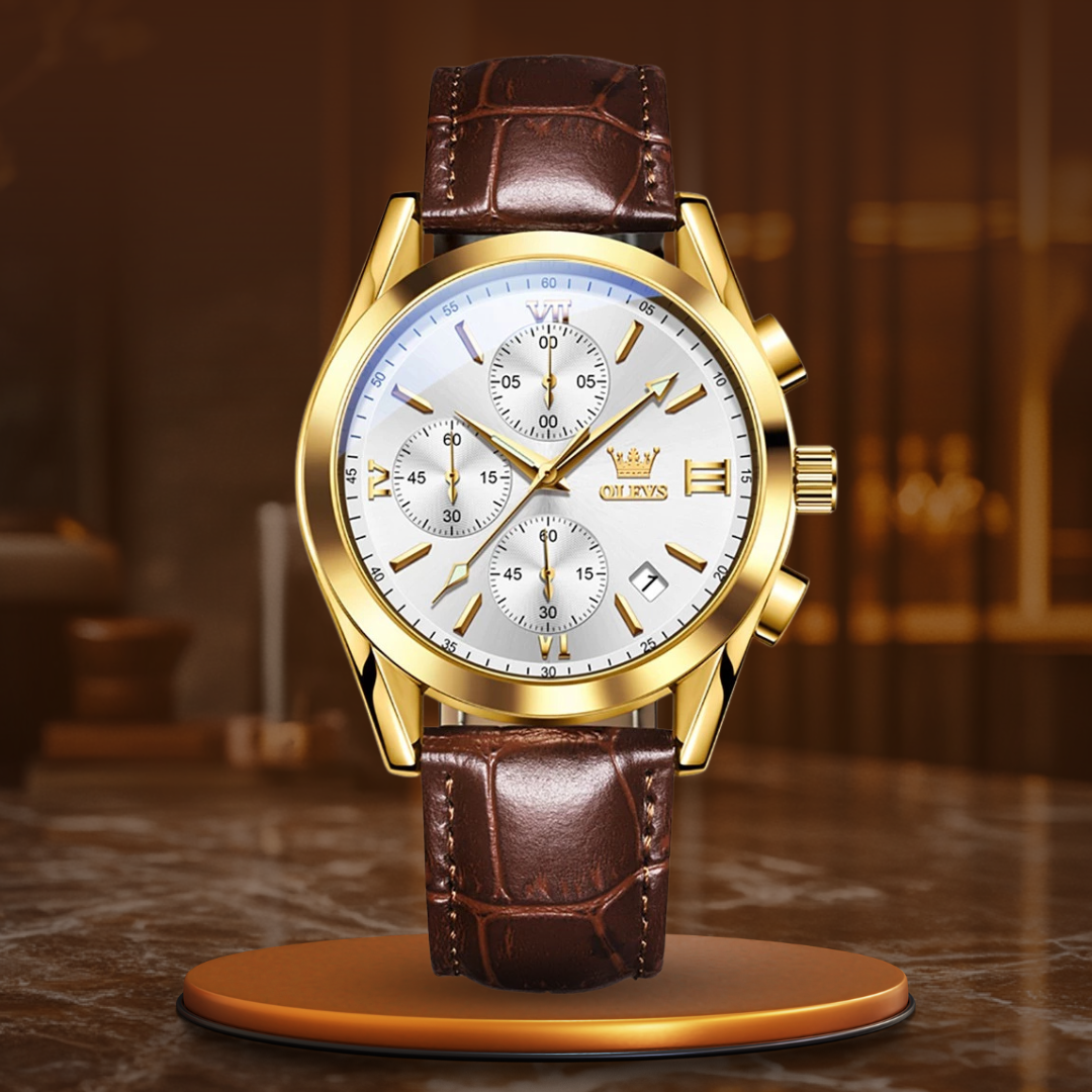 Jasper | Lichtgevend Chronograafhorloge met Leren Band 12