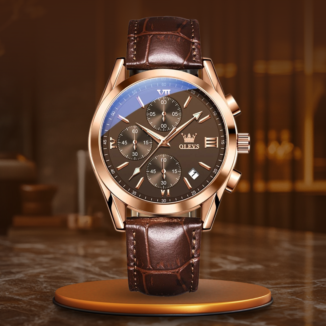 Jasper | Lichtgevend Chronograafhorloge met Leren Band 9