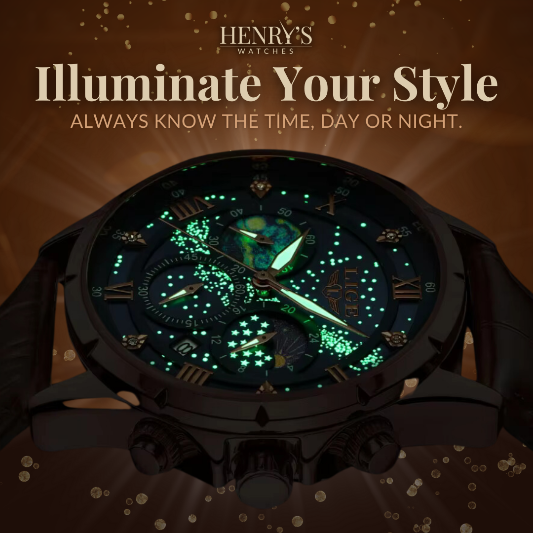 Jasper | Maanfasehorloge met leren band en datumweergave 5