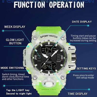 Jasper | Militair Buitensporthorloge met Dubbel Displaysysteem en Waterdichtheid 50M 7