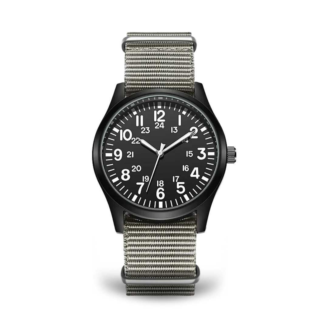 Jasper | Militair Horloge met 24-Uursweergave en Stoffen Band 10