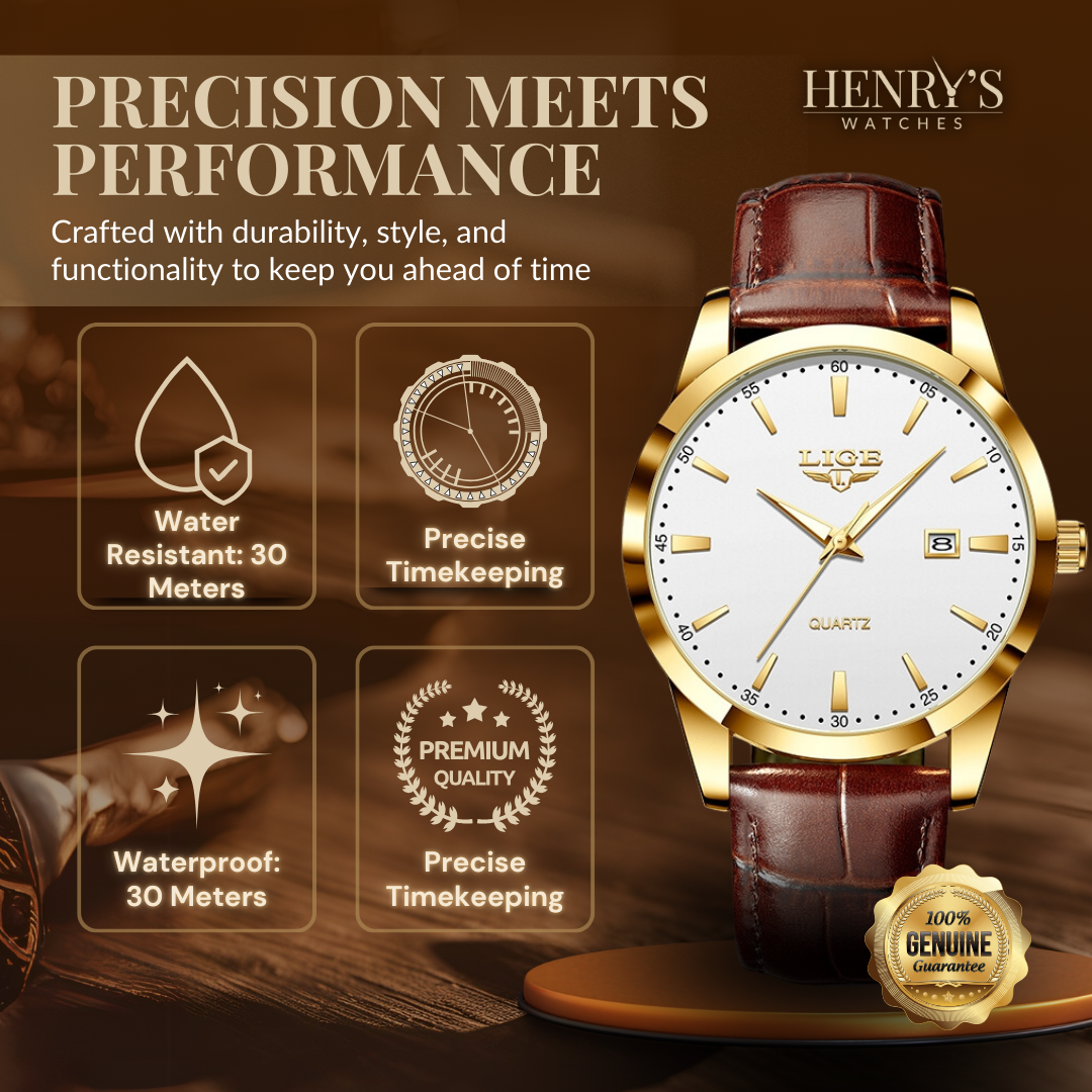 Jasper | Militair Leren Horloge met Datum- en Weekweergave 2