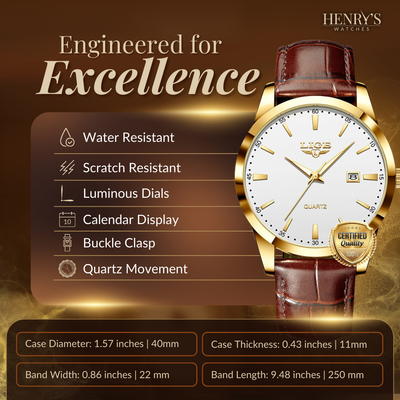 Jasper | Militair Leren Horloge met Datum- en Weekweergave 5