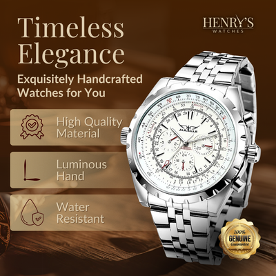 Jasper | Militair Mechanisch Horloge met Leren en Stalen Band 2