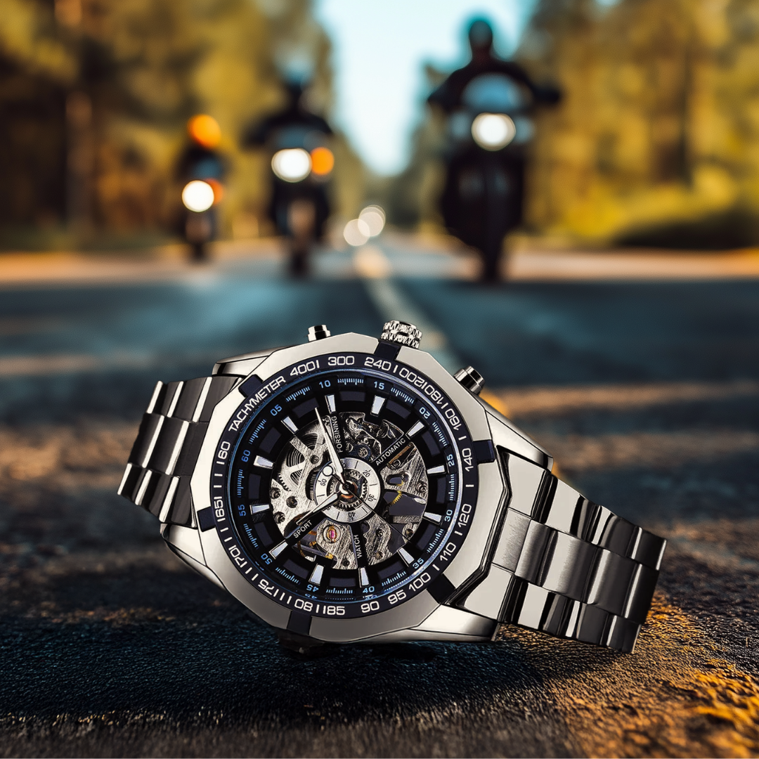 Jasper | Motorhead Dagger Uurwerk met Skeleton Wijzerplaat en Stalen Band 4