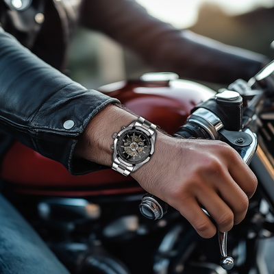 Jasper | Motorhead Dagger Uurwerk met Skeleton Wijzerplaat en Stalen Band 5