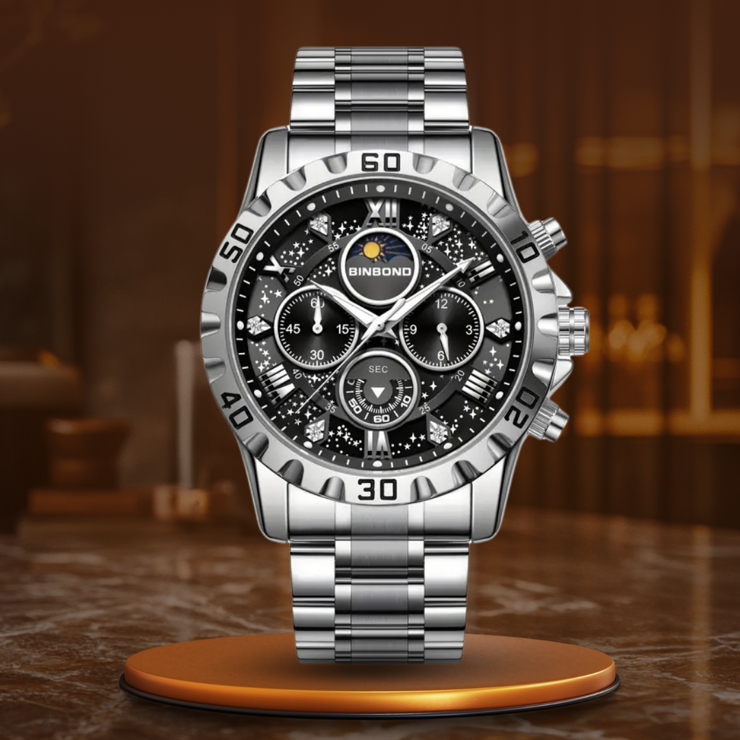 Jasper | Robuust Chronograaf Horloge met Metalen Band en Lichtgevende Wijzers 0