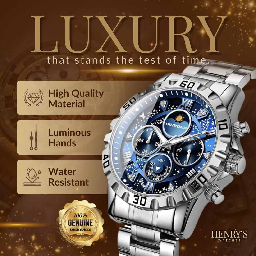 Jasper | Robuust Chronograaf Horloge met Metalen Band en Lichtgevende Wijzers 2