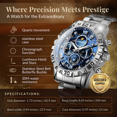 Jasper | Robuust Chronograaf Horloge met Metalen Band en Lichtgevende Wijzers 5