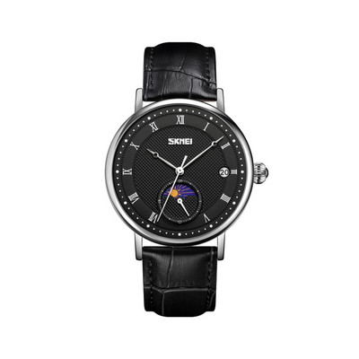 Jasper | Roestvrij Stalen Maanfasehorloge met Leren Band 10