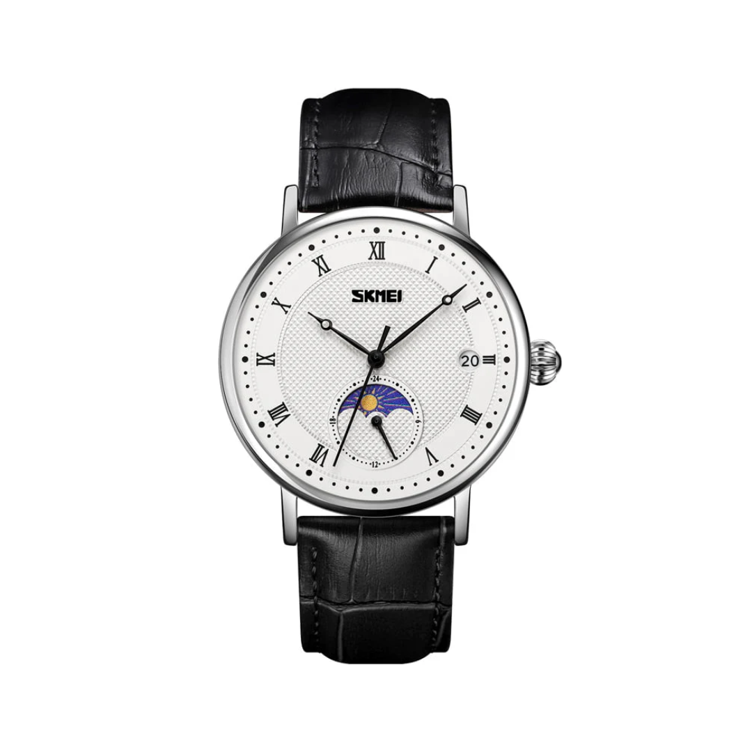 Jasper | Roestvrij Stalen Maanfasehorloge met Leren Band 6