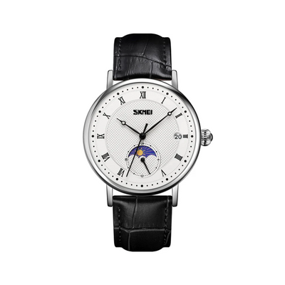 Jasper | Roestvrij Stalen Maanfasehorloge met Leren Band 6
