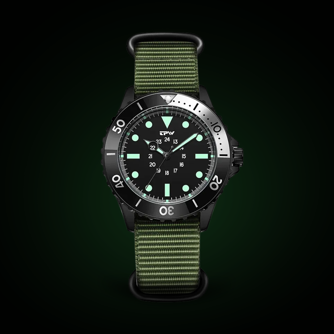 Jasper | Tactisch Duikerstijl Horloge met Stoffen Band en 24-Uurs Wijzerplaat 5