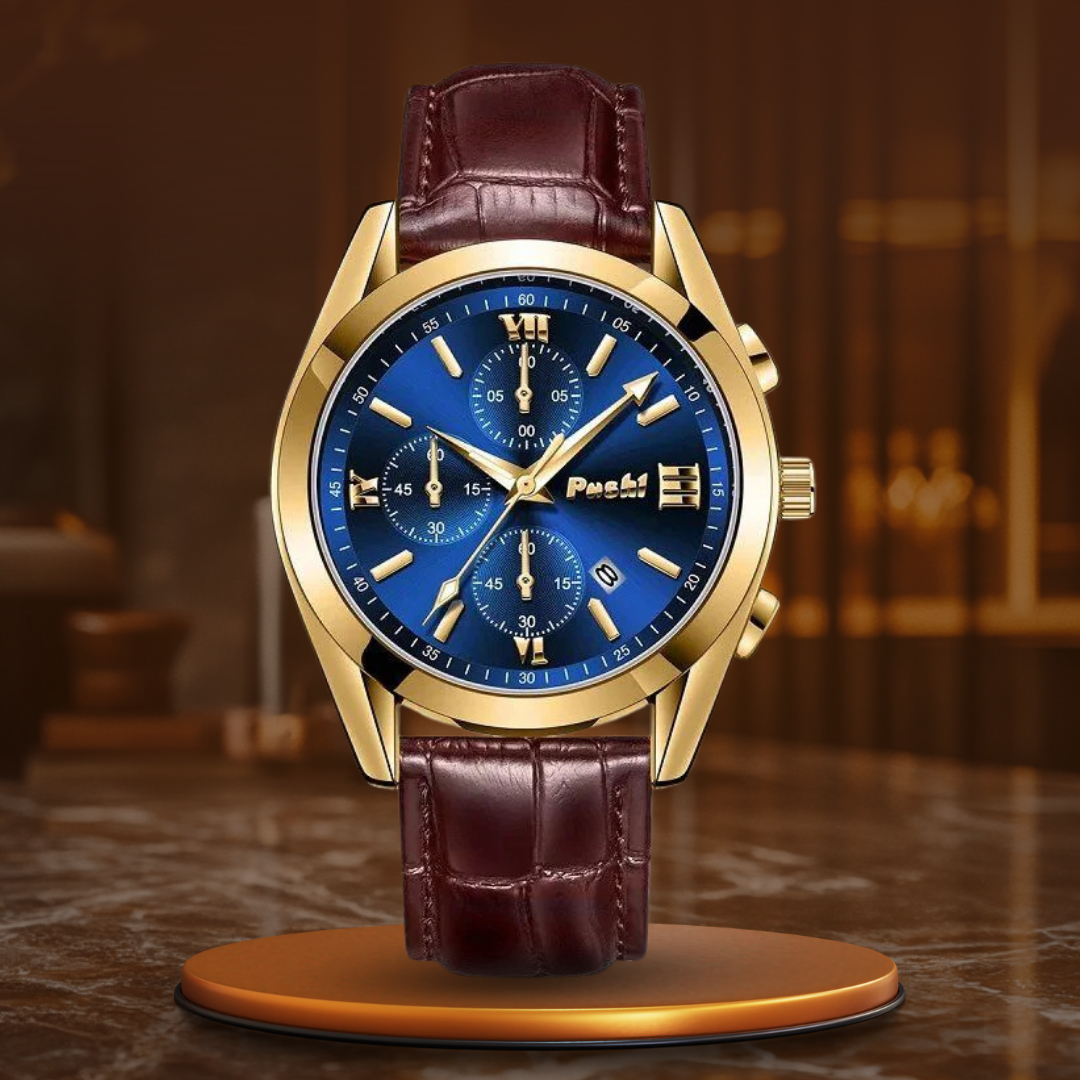 Jasper | Zakelijk Quartz Herenhorloge Met Leren Band 0