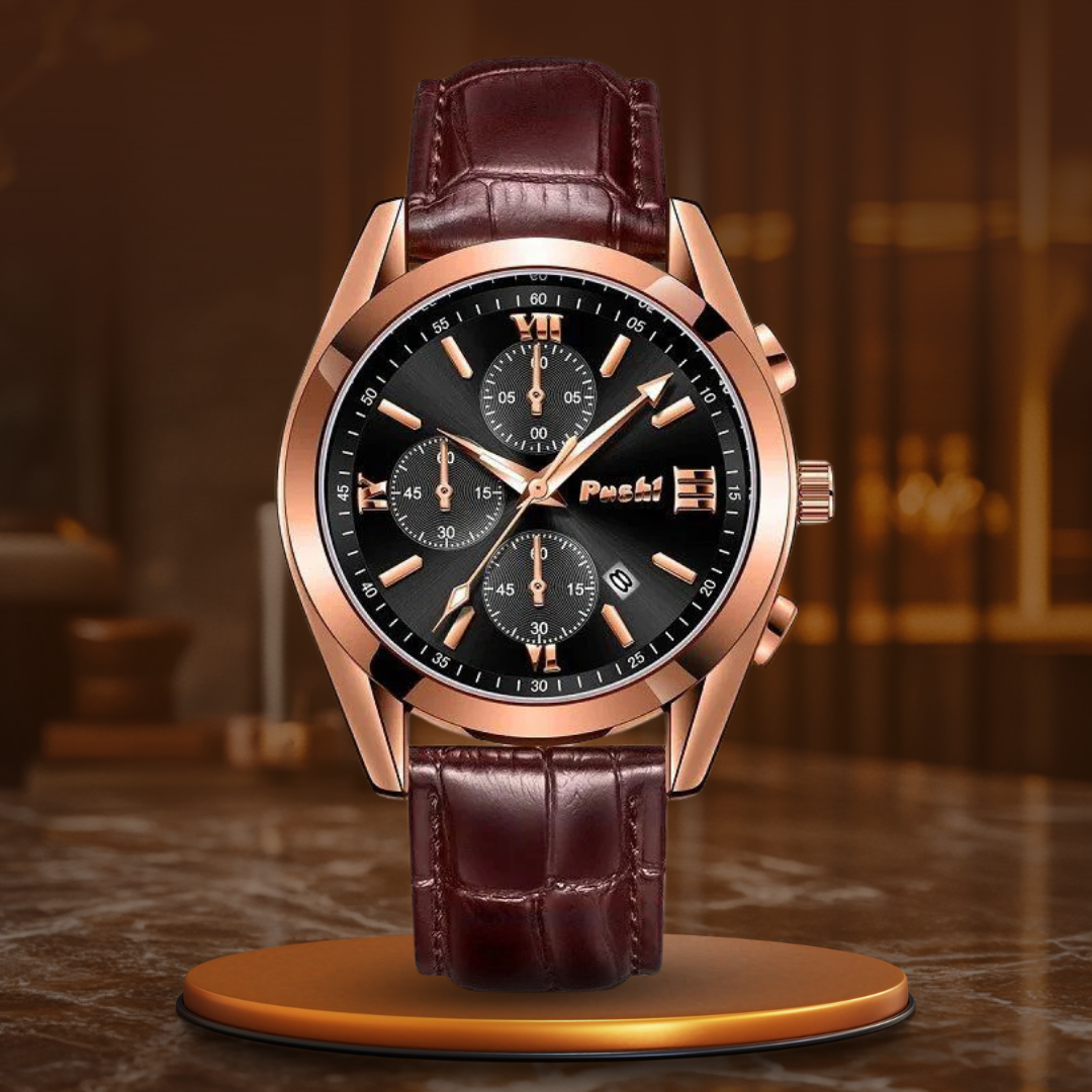 Jasper | Zakelijk Quartz Herenhorloge Met Leren Band 10