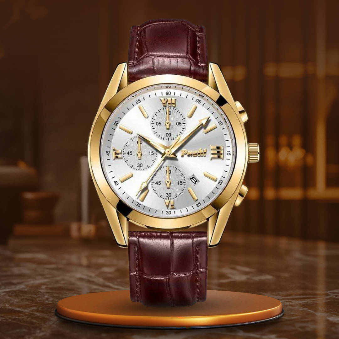 Jasper | Zakelijk Quartz Herenhorloge Met Leren Band 13