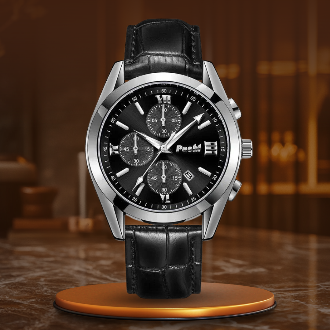 Jasper | Zakelijk Quartz Herenhorloge Met Leren Band 14
