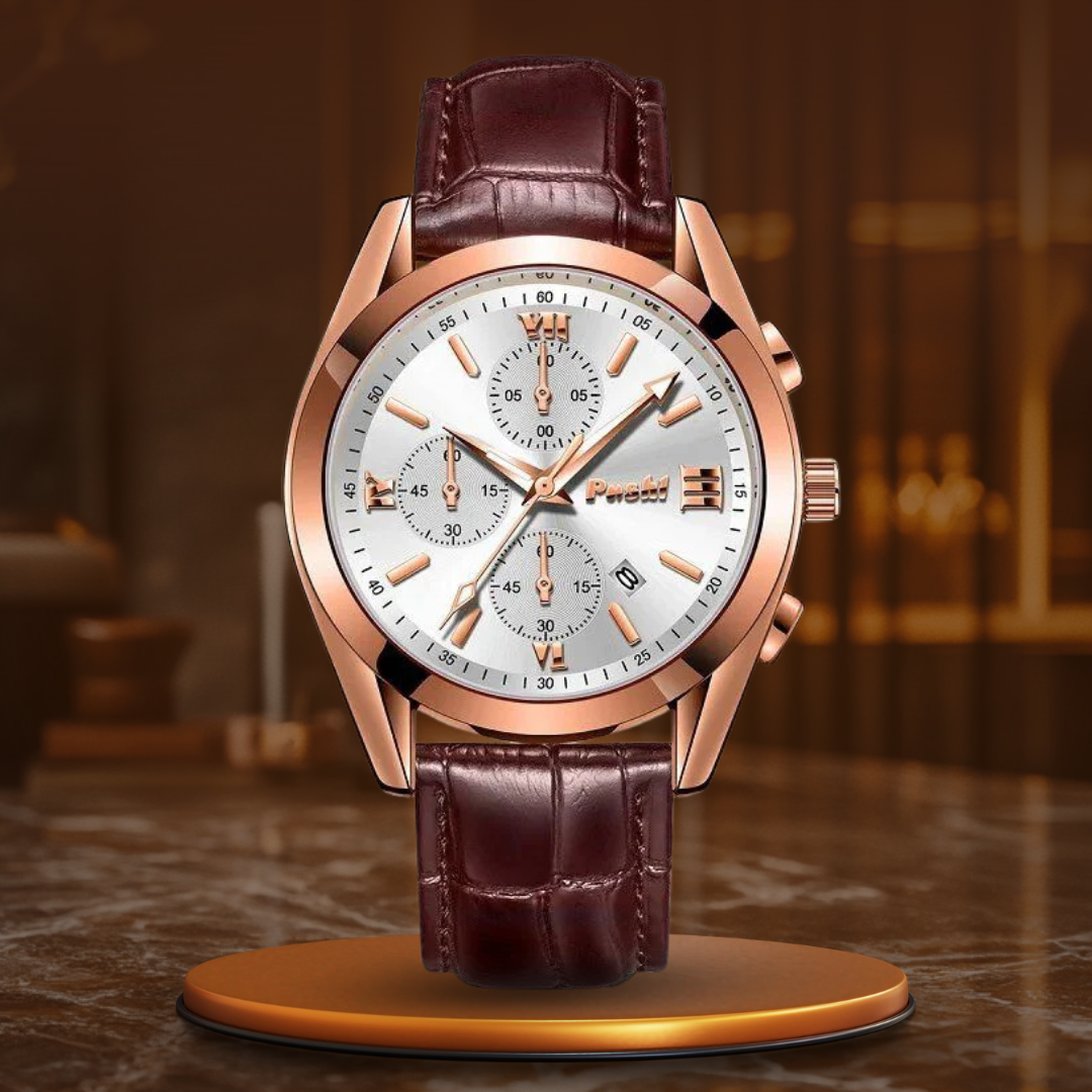 Jasper | Zakelijk Quartz Herenhorloge Met Leren Band 15
