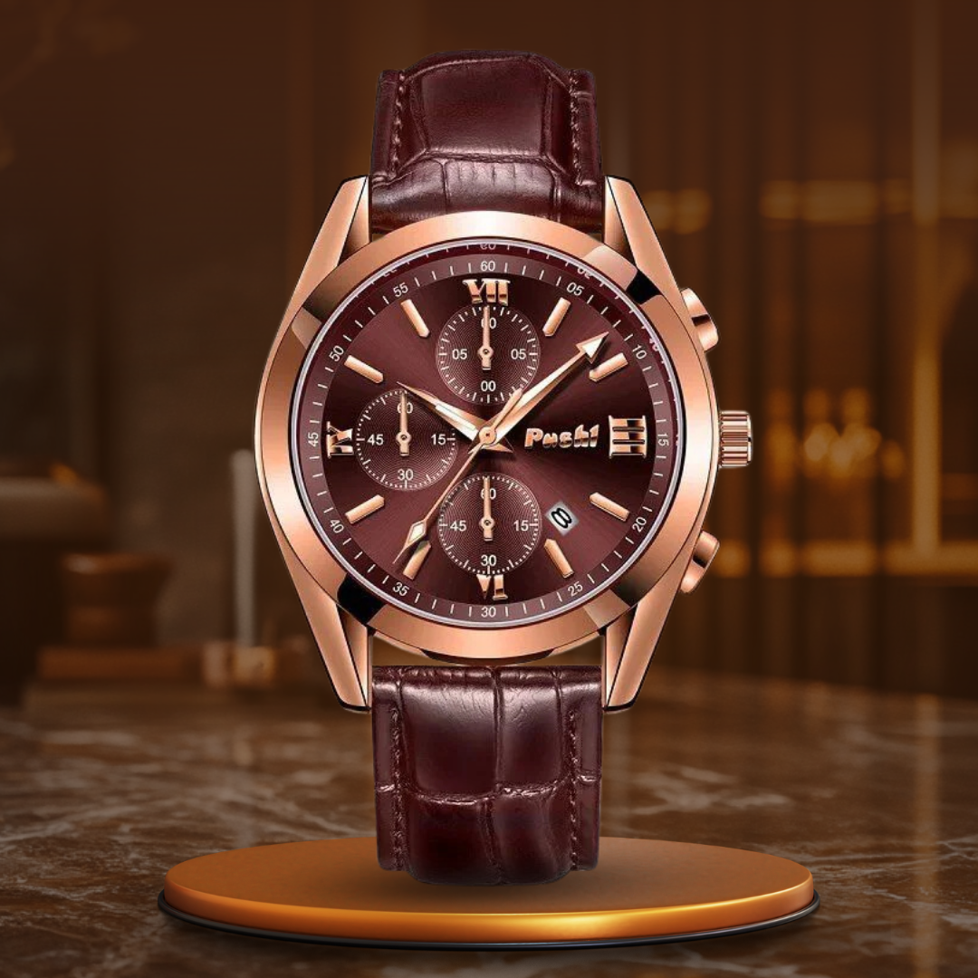 Jasper | Zakelijk Quartz Herenhorloge Met Leren Band 9