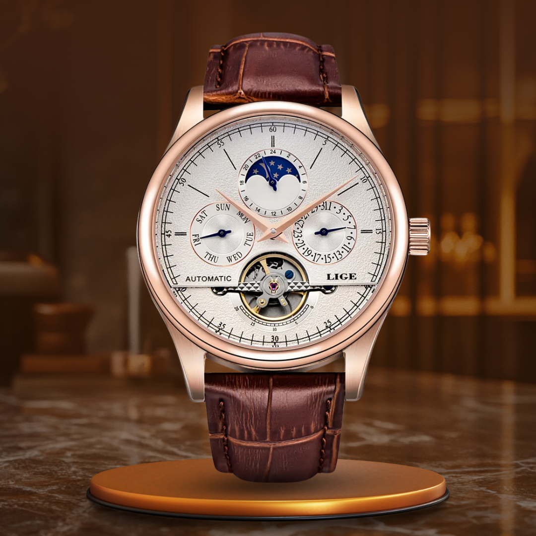 Jeroen | Automatisch Mechanisch Tourbillon-Horloge met Leren Band 10