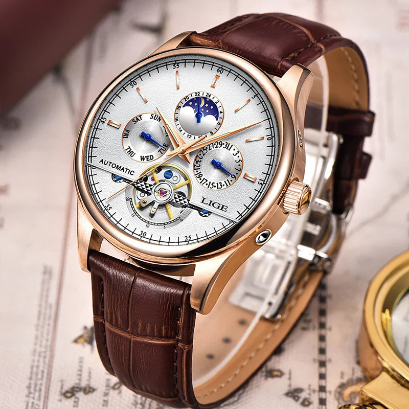Jeroen | Automatisch Mechanisch Tourbillon-Horloge met Leren Band 6