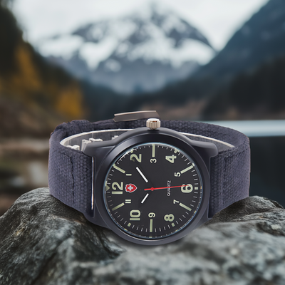 Joris | Actiesporthorloge met Geweven Canvas Band en Lichtgevende Kwartsuurwerk 2