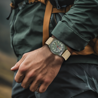 Joris | Actiesporthorloge met Geweven Canvas Band en Lichtgevende Kwartsuurwerk 4