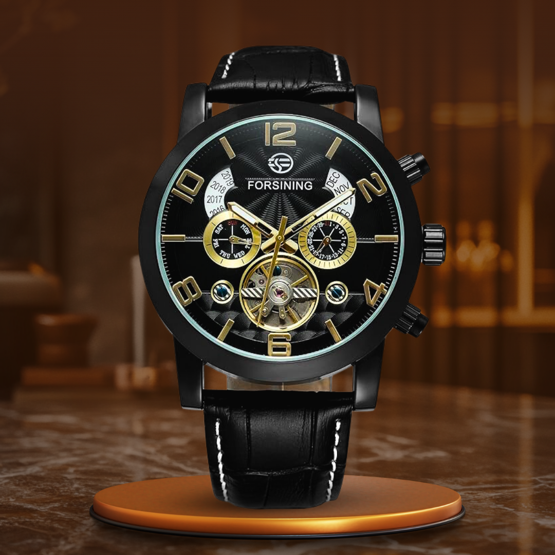 Joris | Automatisch Mechanisch Horloge met Tourbillon en Zwart-Gouden Kleurenschema 1