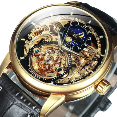 Joris | Automatisch Skelethorloge met Maanfase en Gouden Afwerking 1