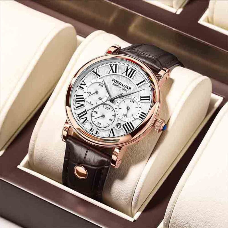Joris | Casual Chronograafhorloge met Leren Band en Datumweergave 2