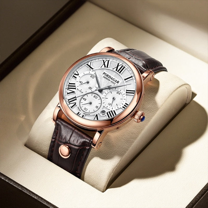 Joris | Casual Chronograafhorloge met Leren Band en Datumweergave 4