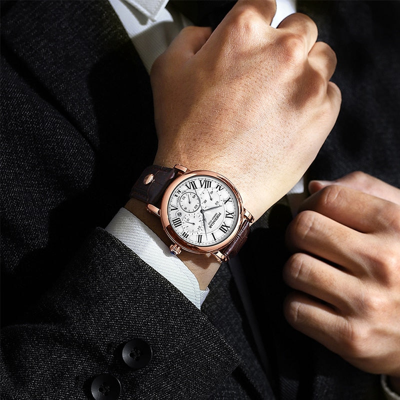 Joris | Casual Chronograafhorloge met Leren Band en Datumweergave 5