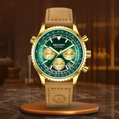 Joris | Chronograaf Horloge met Leren Band en Lichtgevende Wijzerplaat 10