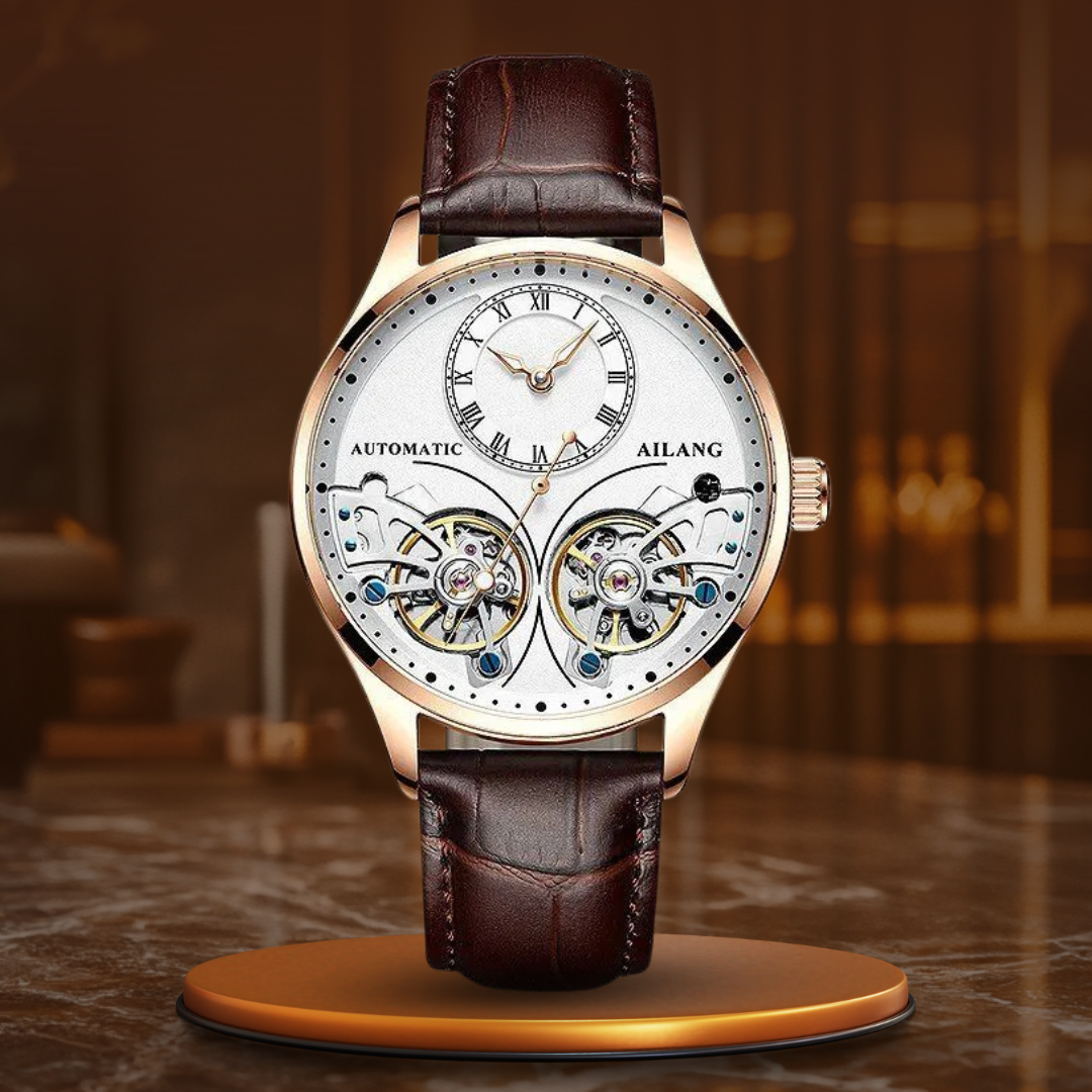 Joris | Dubbel Tourbillon mechanisch horloge met lichtgevende wijzers 11