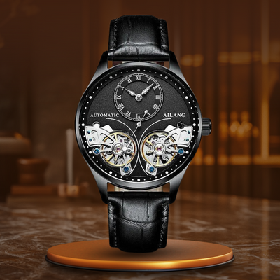 Joris | Dubbel Tourbillon mechanisch horloge met lichtgevende wijzers 13