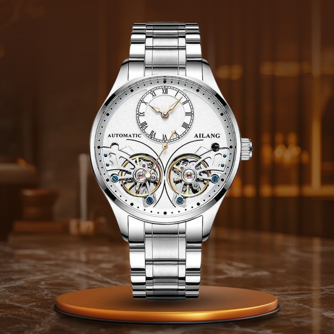 Joris | Dubbel Tourbillon mechanisch horloge met lichtgevende wijzers 14