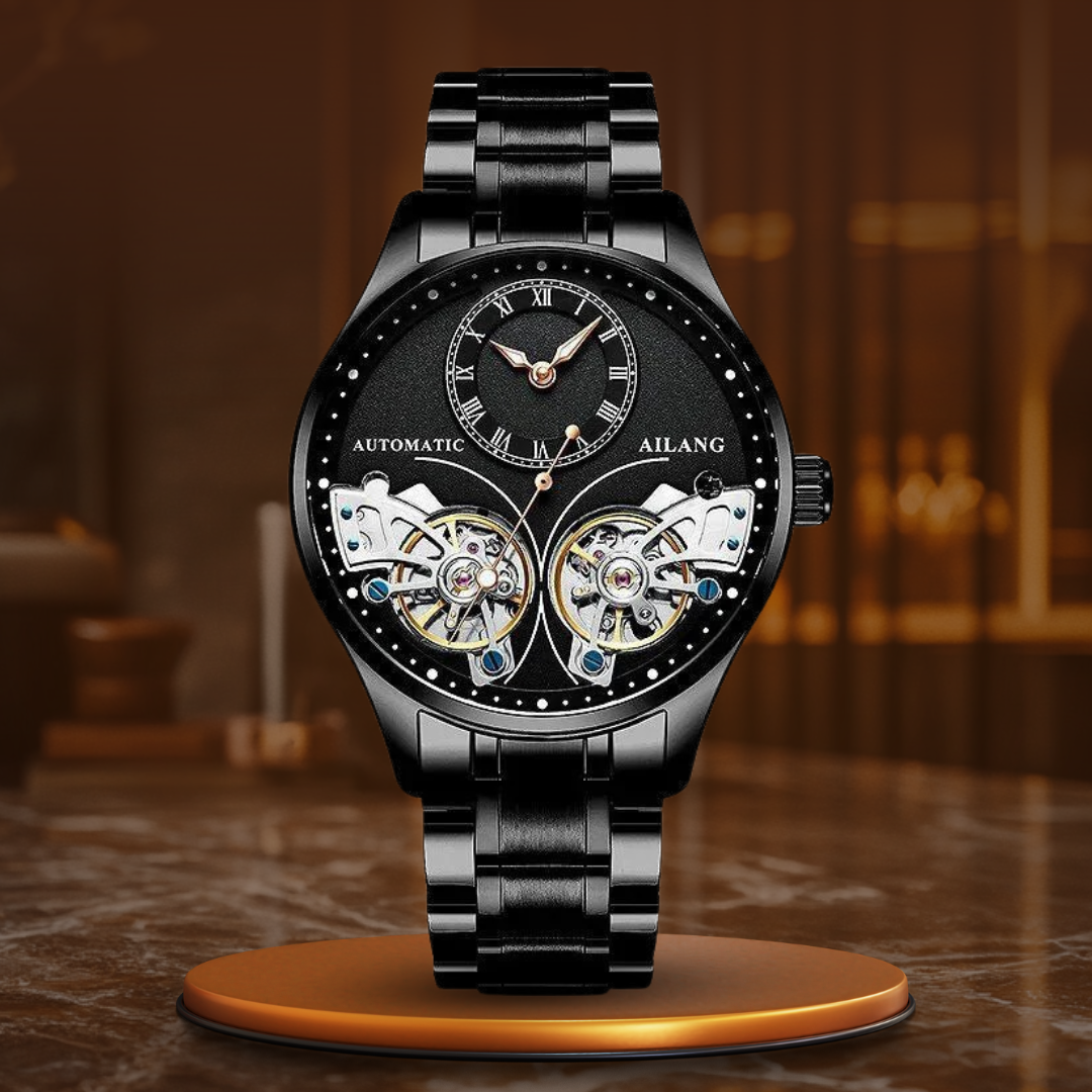 Joris | Dubbel Tourbillon mechanisch horloge met lichtgevende wijzers 16