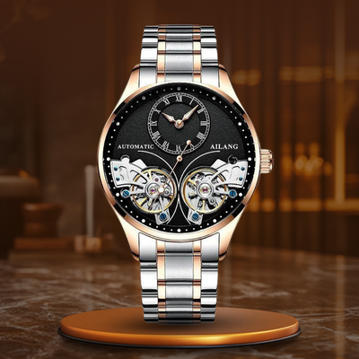Joris | Dubbel Tourbillon mechanisch horloge met lichtgevende wijzers 17