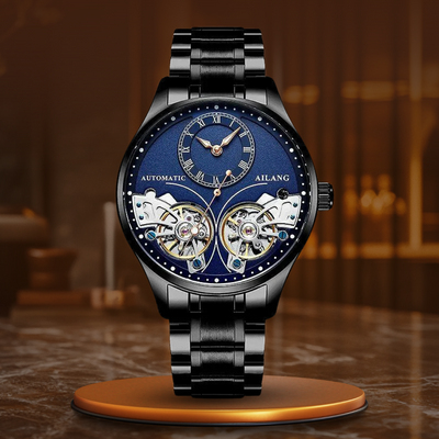 Joris | Dubbel Tourbillon mechanisch horloge met lichtgevende wijzers 18