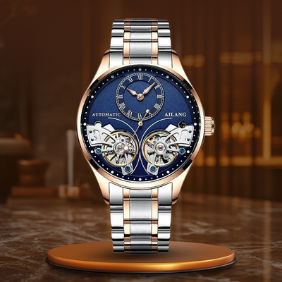 Joris | Dubbel Tourbillon mechanisch horloge met lichtgevende wijzers 19