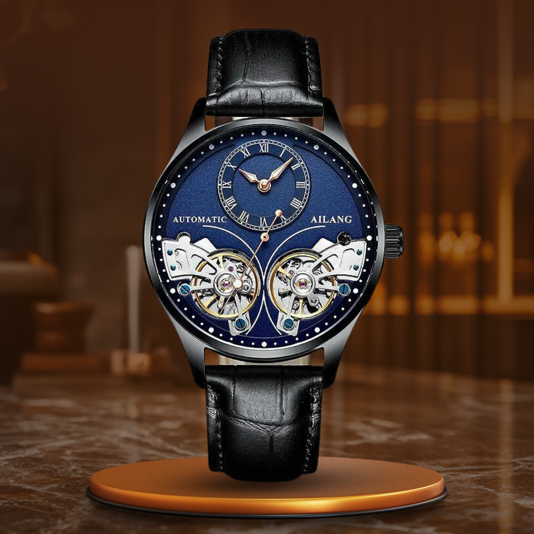 Joris | Dubbel Tourbillon mechanisch horloge met lichtgevende wijzers 1
