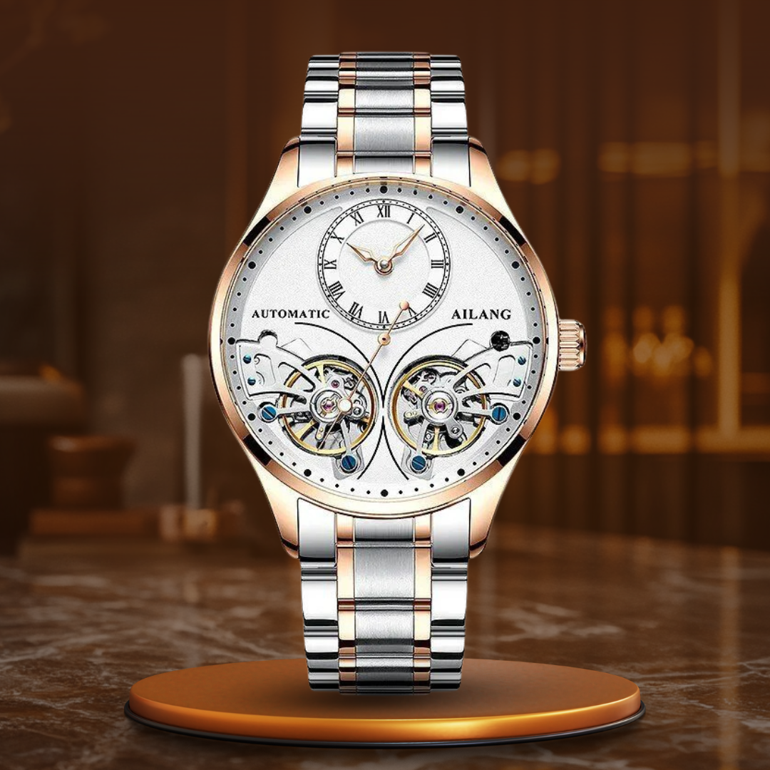 Joris | Dubbel Tourbillon mechanisch horloge met lichtgevende wijzers 22
